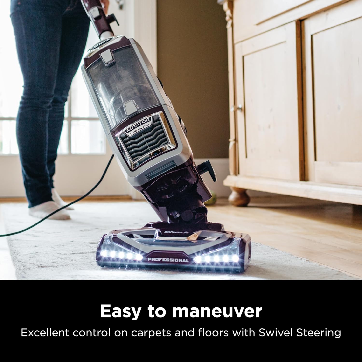 Shark Nv752 Rotator Powered Lift-Away Truepet Upright Vacuum With Hepa Filter, Large Dust Cup Capacity, Led Headlights, Upholstery Tool, Perfect Pet Power Brush & Crevice Tool, Bordeaux
