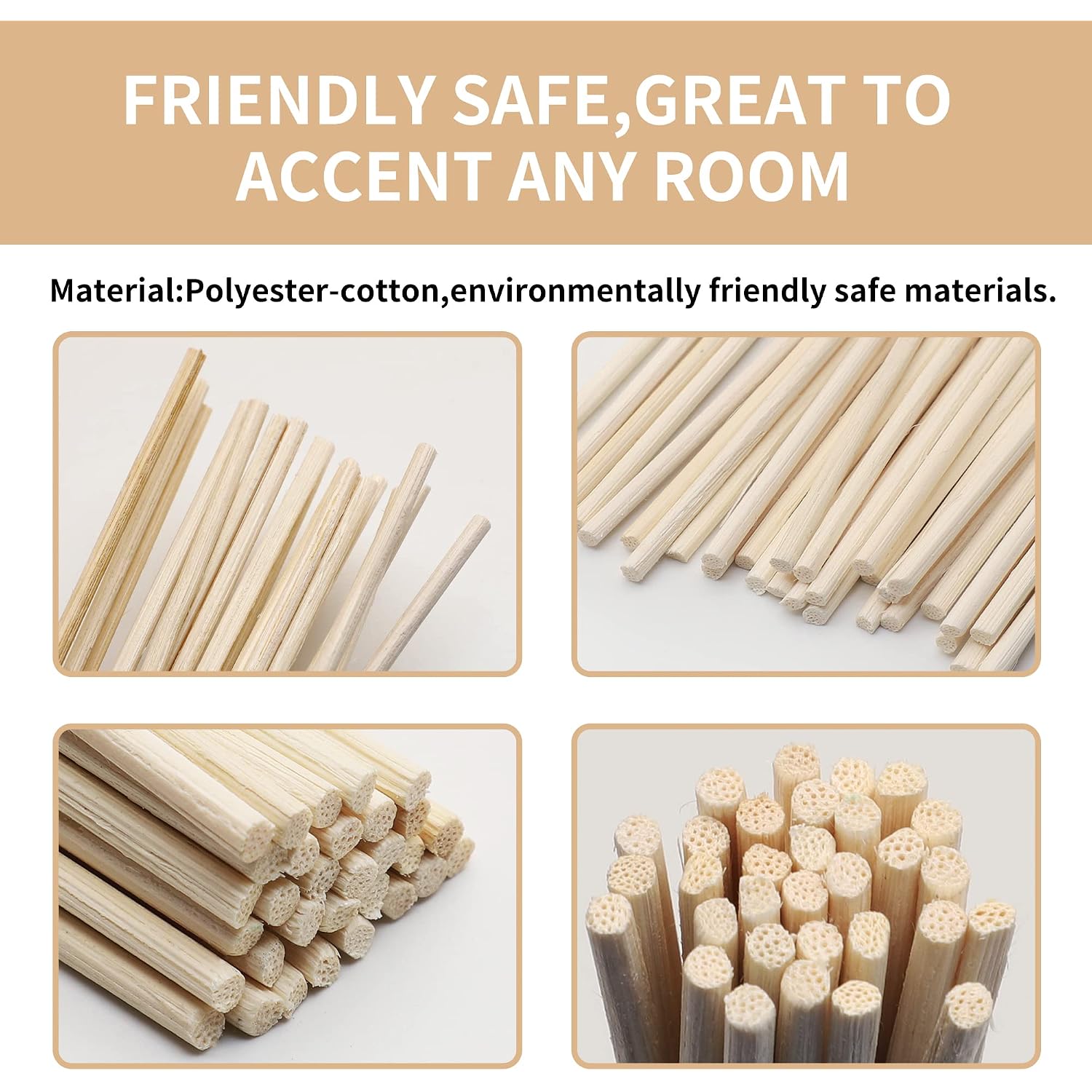 Vfulie 100Pcs Reed Diffuser Sticks, 10 Inch Natural Rattan Wood Sticks Essential Oil Aroma Diffuser Sticks Refill Replacement For Aroma Fragrance