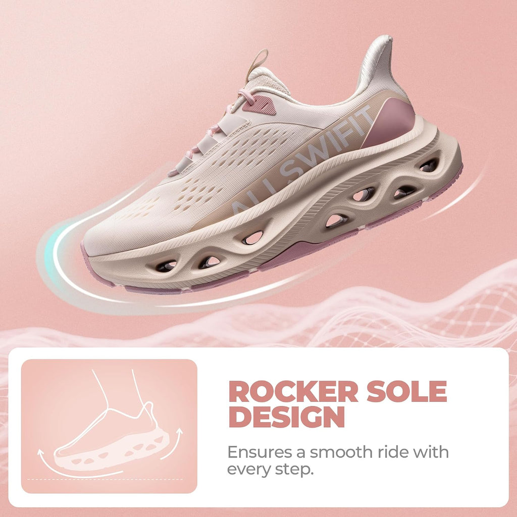 Allswifit Women'S Slip On Walking Shoes Cushioning Hands Free Non Slip Breathable Comfort Workout Running Jogging Gym Athletic Tennis Moveslide Fashion Sneakers