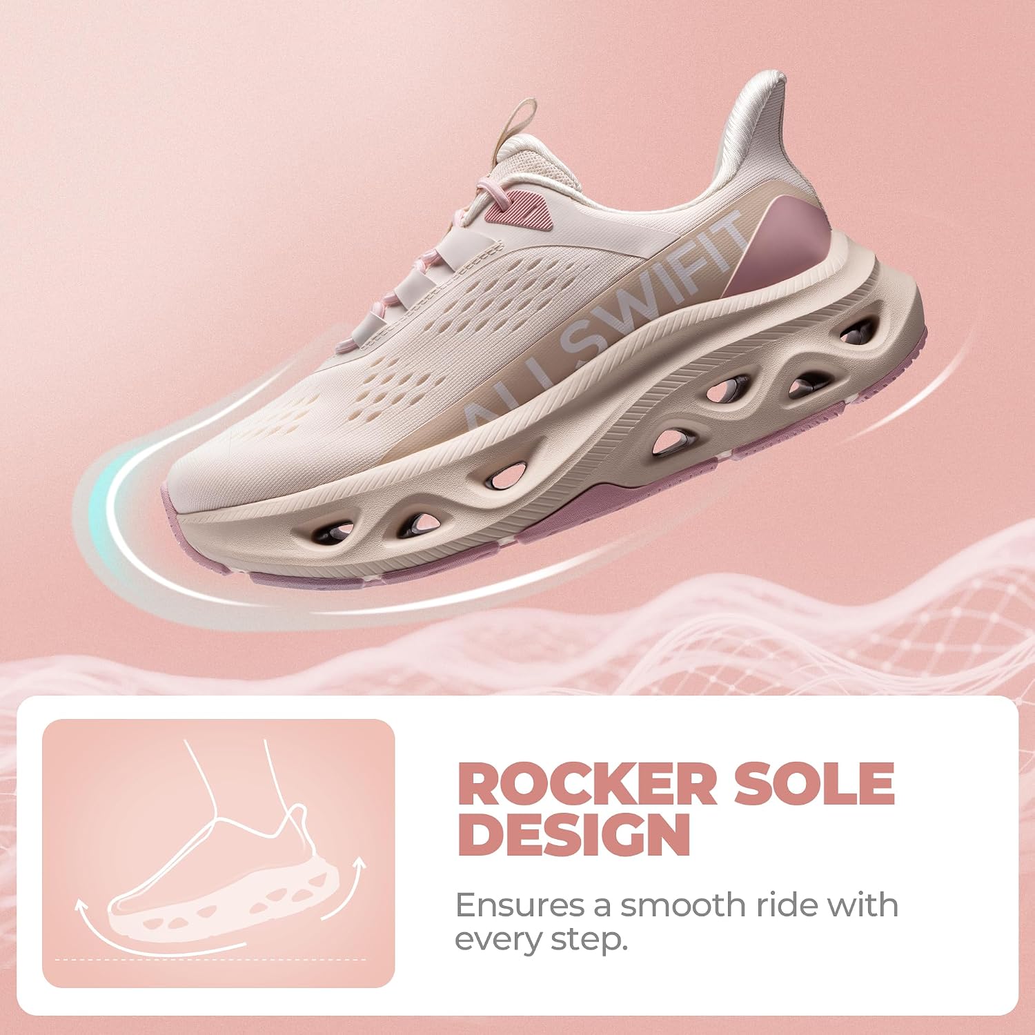 Allswifit Women'S Slip On Walking Shoes Cushioning Hands Free Non Slip Breathable Comfort Workout Running Jogging Gym Athletic Tennis Moveslide Fashion Sneakers
