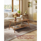 Vasagle Maezo Collection - Coffee Table, 2-Tier Center Table With Storage, Tapered Legs, Curved Transitions, 21.7 X 39.4 X 17.7 Inches, Easy To Assemble, For Living Room, Honey Brown Ulct249K01