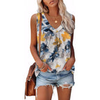 OFEEFAN Tank Top for Women Loose Fit Sleeveless Shirts V Neck Summer Clothes Ruched Women's Tees and Tanks Curved Hem