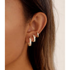 CAROVO 3 Pairs Gold/Silver Hoop Earrings for Women Trendy Dainty 14K Gold Plated Cubic Zirconia Stud Earrings Huggie Hoop Earrings Stack for Multiple Piercing Jewelry