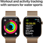 Apple Watch Series 10 [Gps + Cellular 46Mm Case] Smartwatch With Gold Titanium Case With Gold Milanese Loop - M/L. Fitness Tracker, Ecg App, Always-On Retina Display, Carbon Neutral