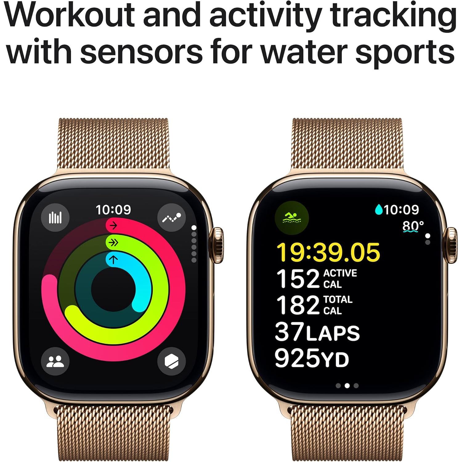 Apple Watch Series 10 [Gps + Cellular 46Mm Case] Smartwatch With Gold Titanium Case With Gold Milanese Loop - M/L. Fitness Tracker, Ecg App, Always-On Retina Display, Carbon Neutral