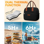 Hotor Lunch Bag For Women & Men - Wear-Resistant Insulated Lunch Box With Large Capacity, Multi-Functional Cooler Bag For Office, Picnic, Black, 10L,10.60" X 5.90" X 9.50"