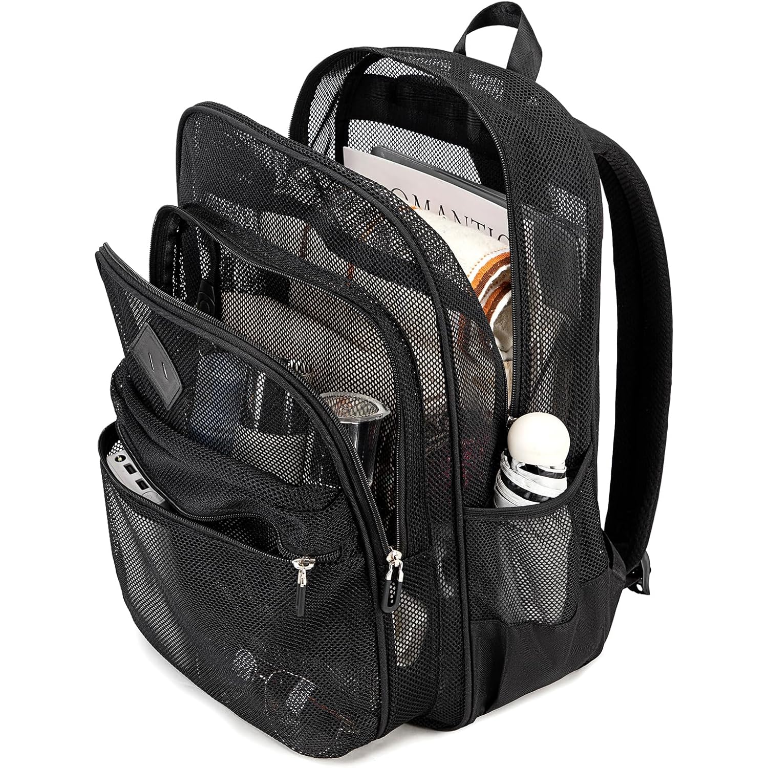 Mesh Backpack Heavy Duty, See Through School Backpack Transparent Bookbag For Swimming, Beach, Sports, Work, Travel