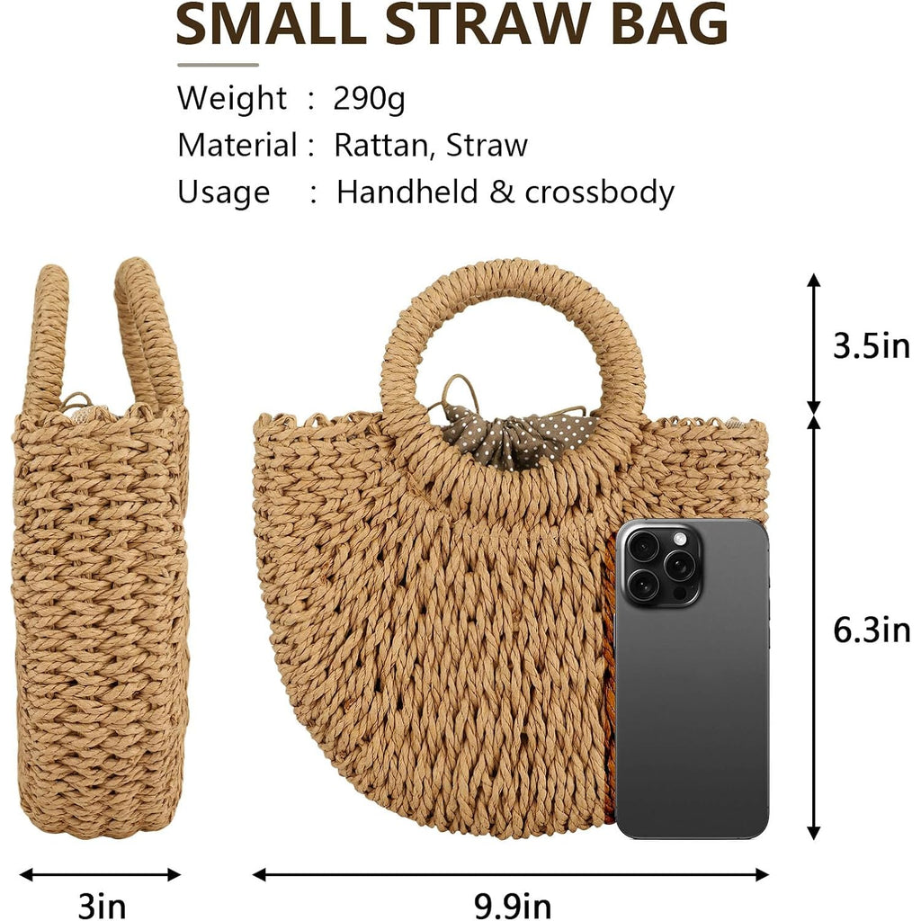 FENBEN Straw Hobo Bags for Women Small Crossbody Bag Beach Purse Weave Shoulder Handbag Rattan