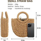 FENBEN Straw Hobo Bags for Women Small Crossbody Bag Beach Purse Weave Shoulder Handbag Rattan