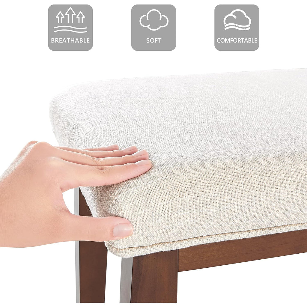 Upholstered Bench For Bedroom End Of Bed,42.5-Inch Entryway Bench For Living Room,Dining Bench With Padded Seat And Solid Wood Leg For Kitchen Bedroom,Indoor And Hallway (Bench, Beige)