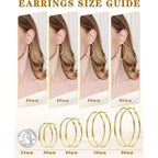 4 Pairs Silver Gold Hoop Earrings for Women 30/40/50/60 mm Stainless Steel 14K Gold Plated Hoop Earrings Hypoallergenic Big Thin Lightweight Dangle Set