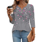 Lomon 3/4 Length Sleeve Womens Tops Dressy Casual Henley V Neck Blouses Loose Fit Tunics 2026 Trendy Summer Outfits