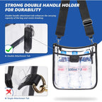 3 Pockets Large Clear Bag For Stadium Events With 2 Long Straps Purse For Women Crossbody Bag Concert Stadium Approved