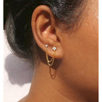 Freekiss Gold Chain Studs Earrings for Women Trendy: Hypoallergenic 14K Gold Plated Dangle Earrings Dainty Small Long Chain Earring Set Fashion Gold Jewelry for Women