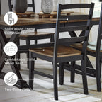 Signature Design By Ashley Wildenauer Dining Chairs Set Of 2, Modern Farmhouse Wood Side Chairs With Solid Wood Frame, Contoured Mango Veneer Seat, Casual Kitchen Seating, Black And Brown