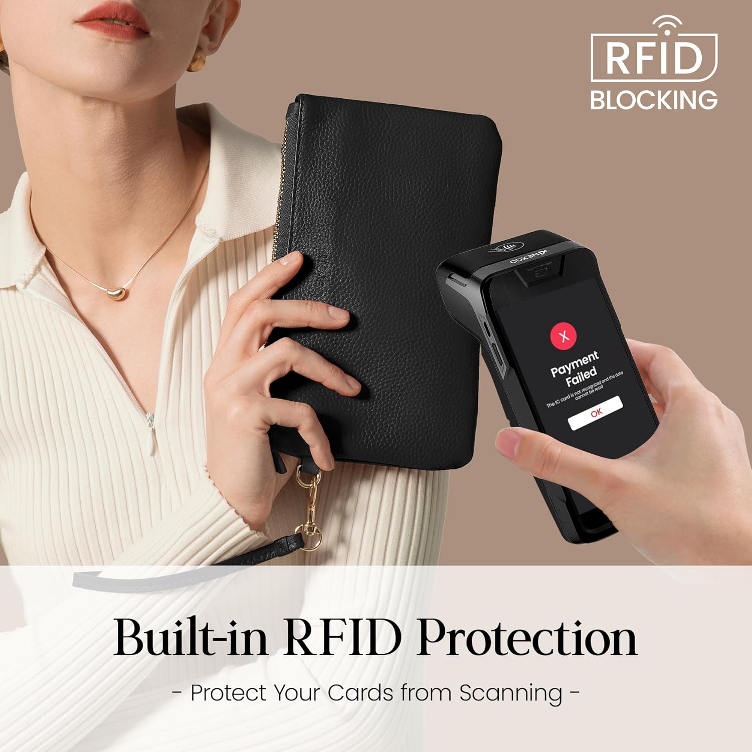 befen Genuine Leather Wristlet Clutch RFID Blocking Bag Cell Phone Wallet Purse Wristlet Wallet Purses and Handbags for Women