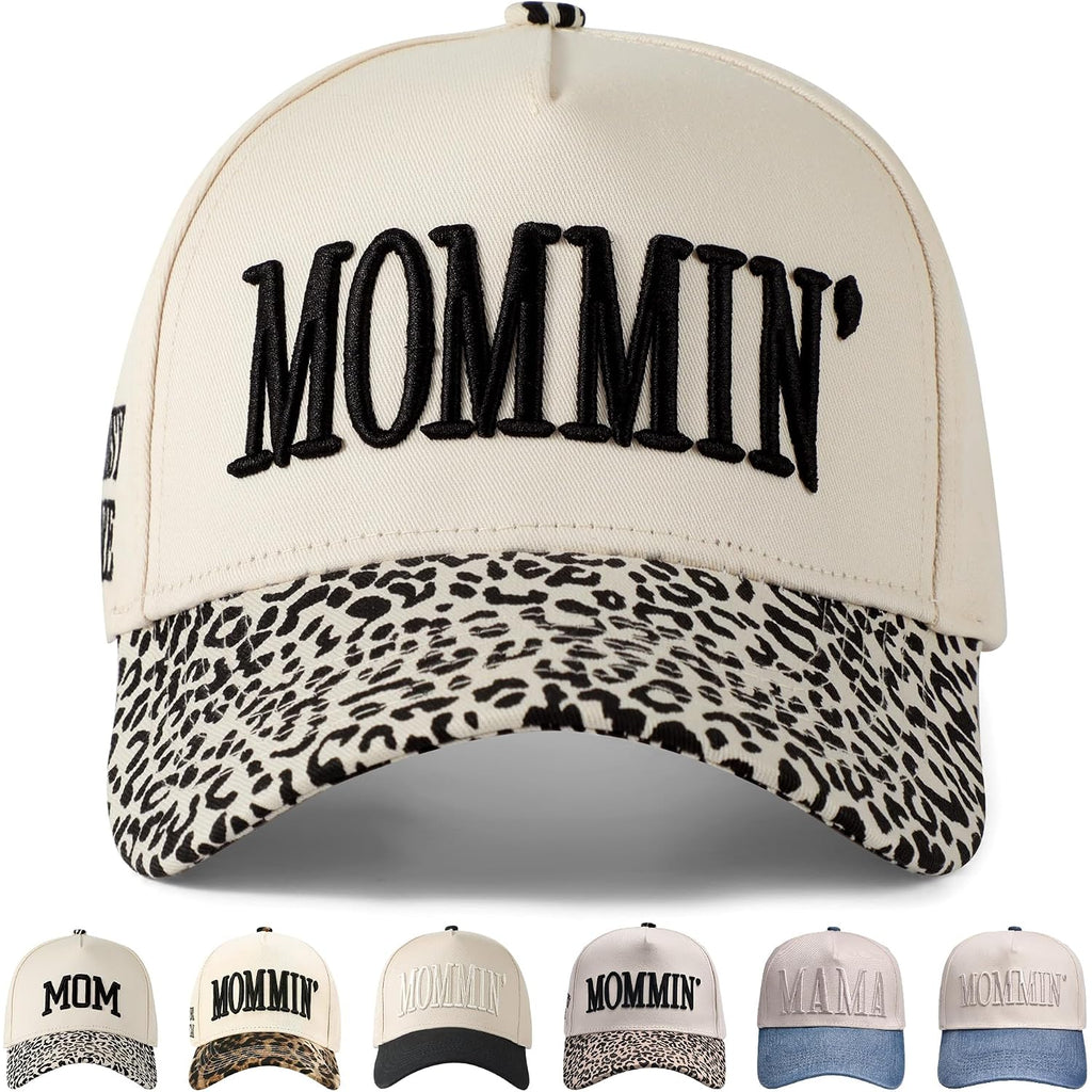 Womens Trucker Hat|Best Mom Ever Embroidery Adjustable Hat for Women from Daughter Son Beige/Leopard Print3