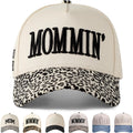 Womens Trucker Hat|Best Mom Ever Embroidery Adjustable Hat for Women from Daughter Son Beige/Leopard Print3