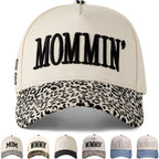 Womens Trucker Hat|Best Mom Ever Embroidery Adjustable Hat for Women from Daughter Son Beige/Leopard Print3