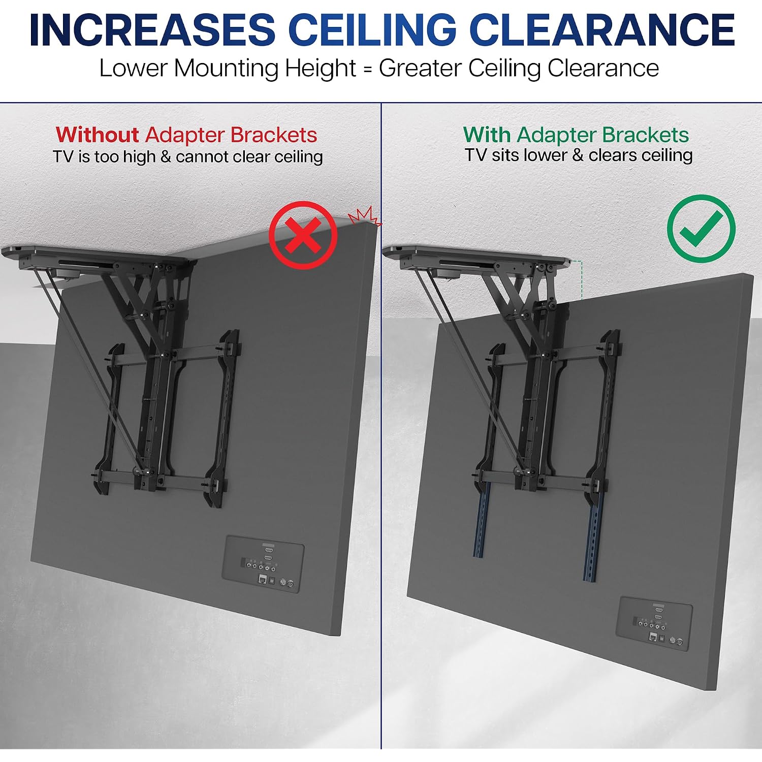 Vivo Vertical Vesa Extender Plate Bracket Kit Designed For Low Vesa Pattern Tv’S, Fits Tv Ceiling Mounts, 2 Brackets, Black, Mount-Ad165 | Adapter Plate Designed For Low Vesa Pattern Tvs, Fits Tv Ceiling Mounts, 2 Brackets, 6.5 Inch Extension