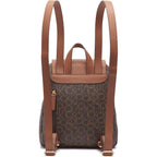 Calvin Klein Women's Elaine Signature Key Item Flap Backpack, Brown/Khaki/Luggage Saffiano, One Size
