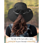 FURTALK Sun Hats for Women Ponytail UPF 80+ Beach Summer Hat Wide Brim Packable Cowboy Hat