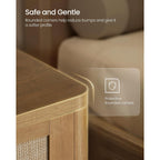 Vasagle Ellan Collection - Boho Nightstands With Rattan-Look Drawer, Set Of 2 Accent Side End Tables With Open Compartment, Rounded Corners, For Bedroom Bedside, Natural Brown Ulet818Kc01