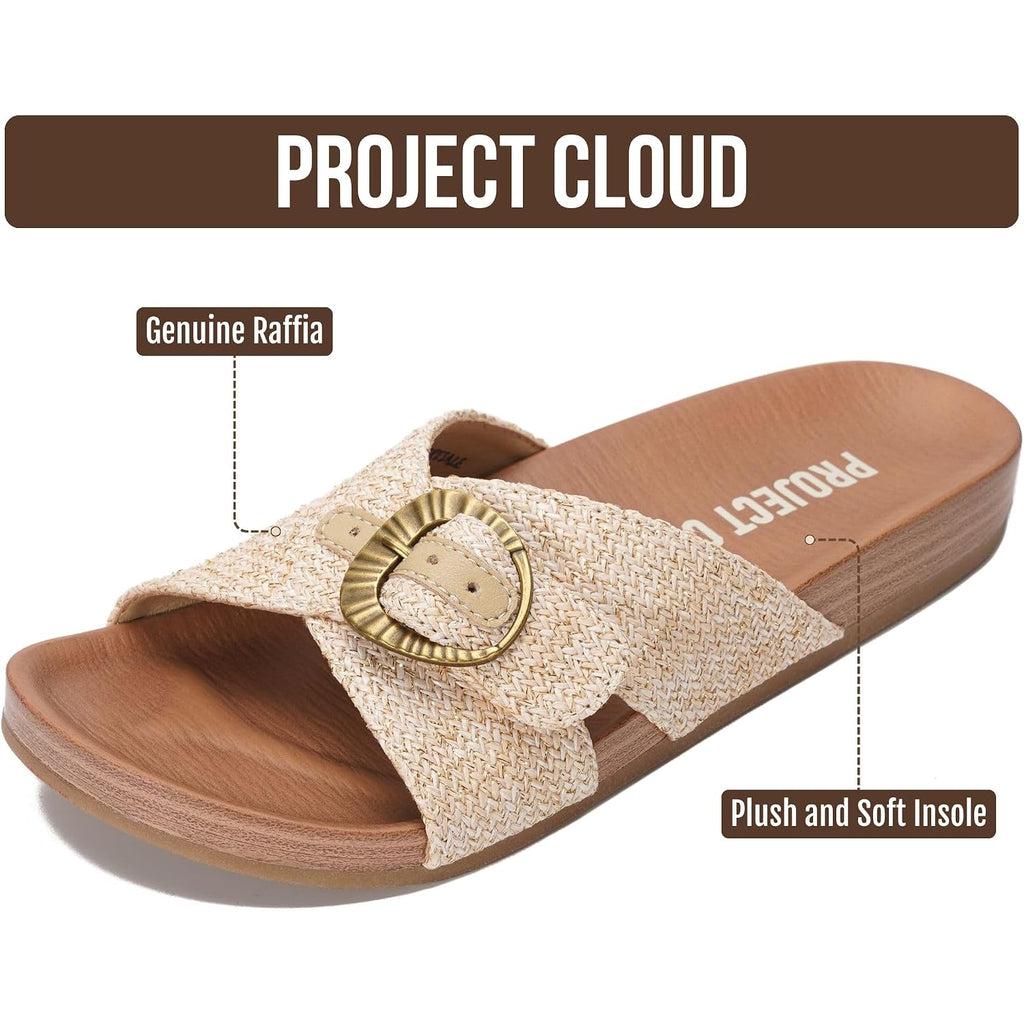 Project Cloud Womens Sandals - Adjustable Buckle Sandals For Women 2026 With Plush Insole - Lightweight & Non Slip Slides For Women Footwear