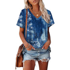 Womens Summer Tops 2026 V Neck Short Sleeve Shirts Trendy Dressy Casual Vacation Outfits Printed