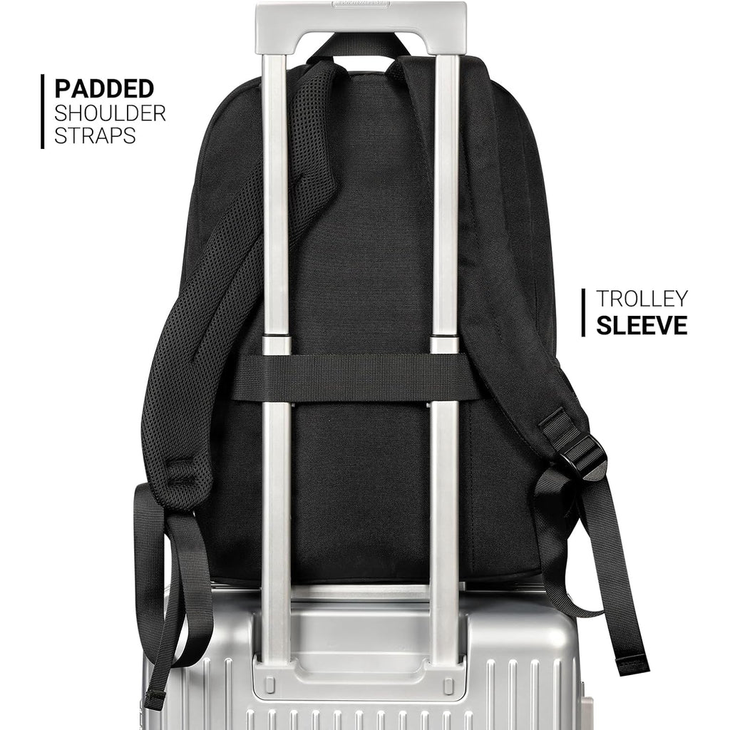 Zorfin 26L Black Backpack For College, And Travel: Water Resistant Bookbag