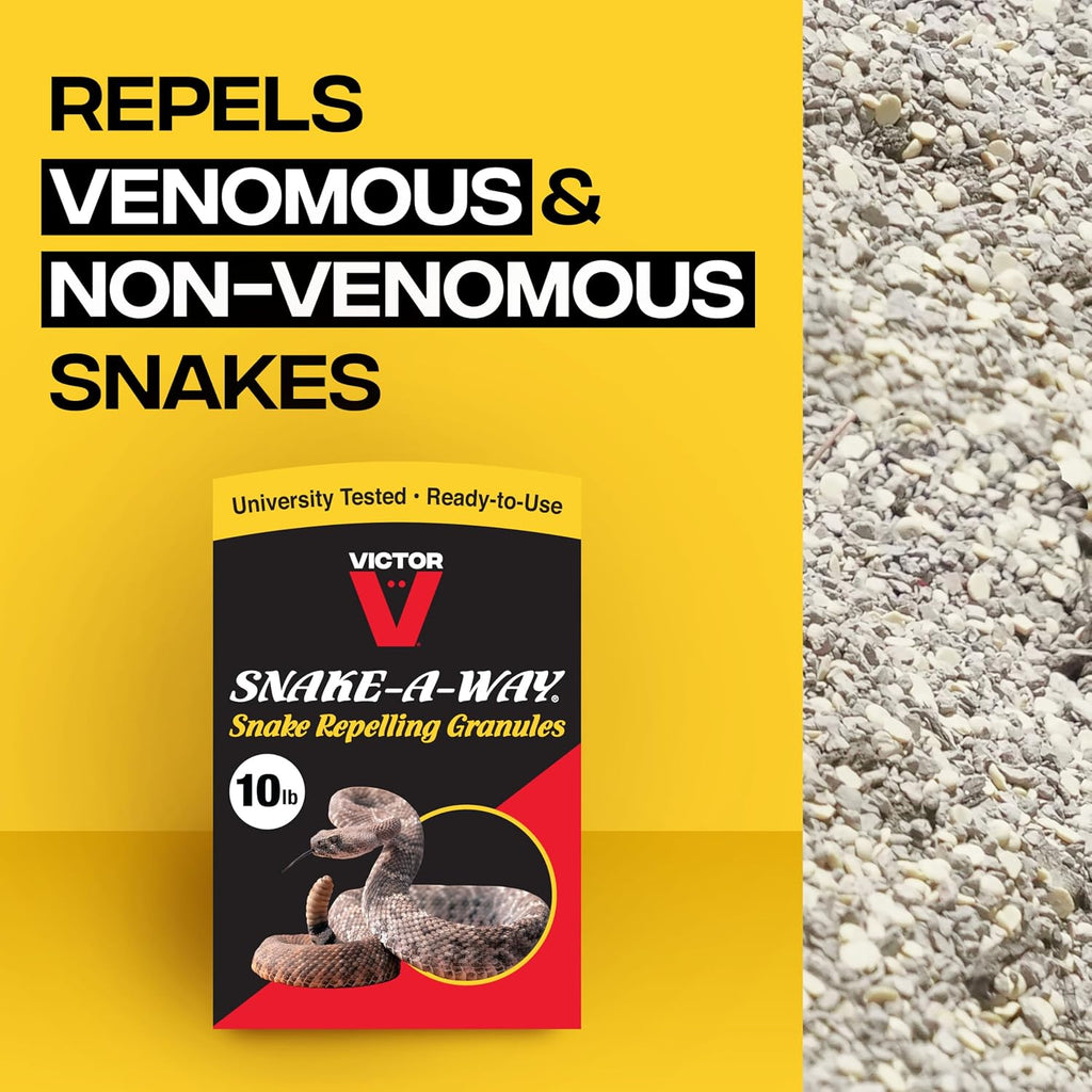 Victor Snake-A-Way Outdoor Snake Repellent Granules For Yard, 10 Lb Bag | Epa-Registered Pest Control, Repels Venomous And Non-Venomous Snakes Up To 1.25 Acres, Lasts 2-3 Months After Application