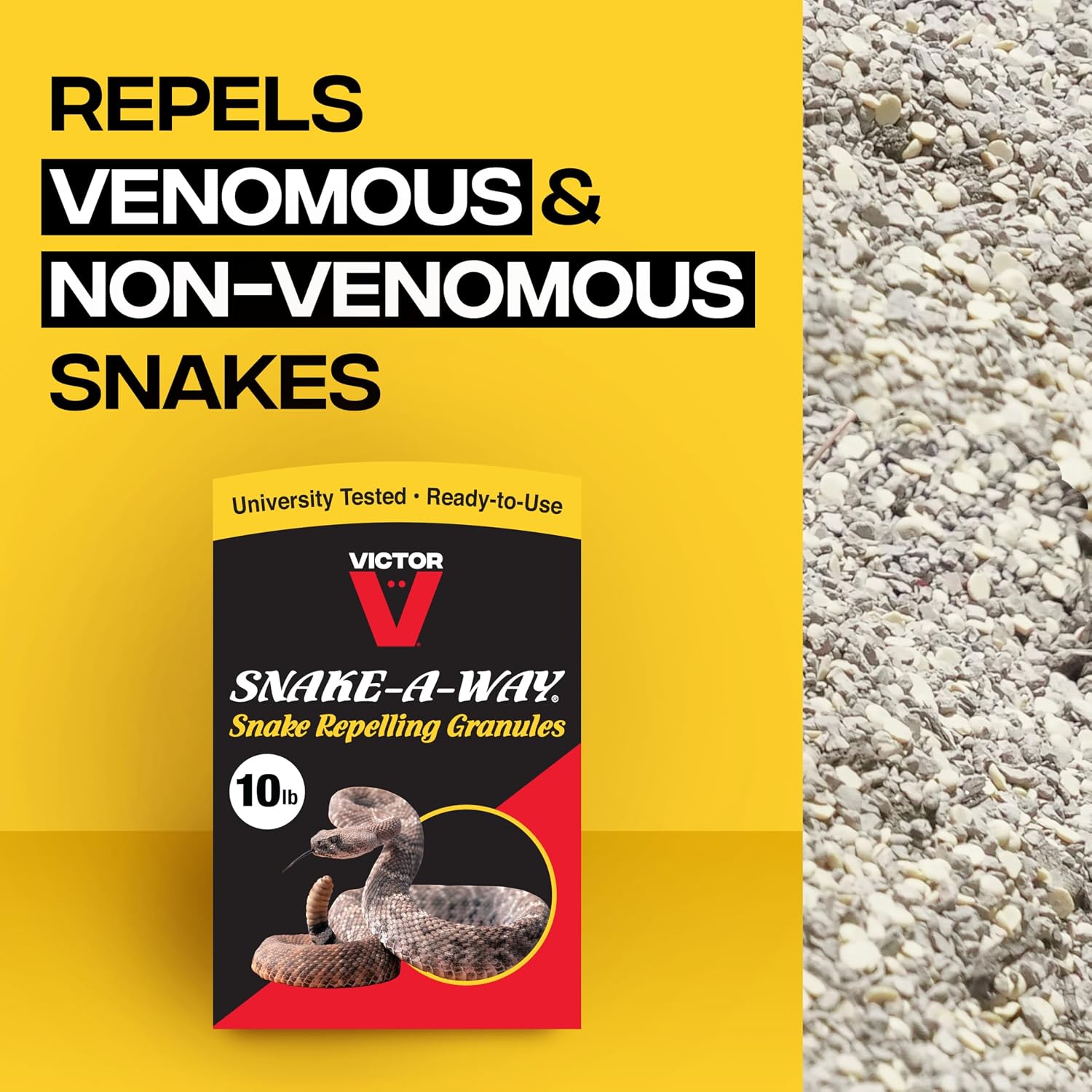 Victor Snake-A-Way Outdoor Snake Repellent Granules For Yard, 10 Lb Bag | Epa-Registered Pest Control, Repels Venomous And Non-Venomous Snakes Up To 1.25 Acres, Lasts 2-3 Months After Application