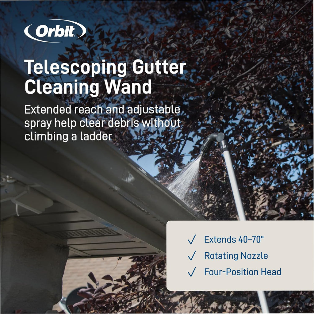Orbit 58543 Telescoping Gutter Cleaning Wand, Silver