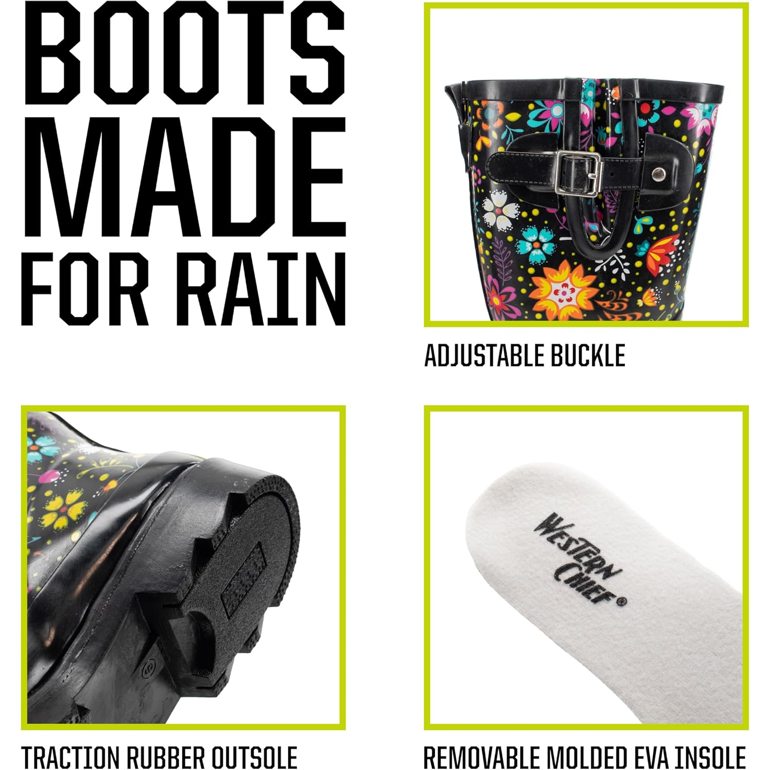 Western Chief Women'S Tall Waterproof Rain Boot Outdoor Garden Shoes