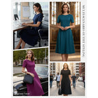 Grace Karin Church Dresses For Women 2026 Short Sleeve A Line Work Dresses Fit And Flare Dress With Pockets