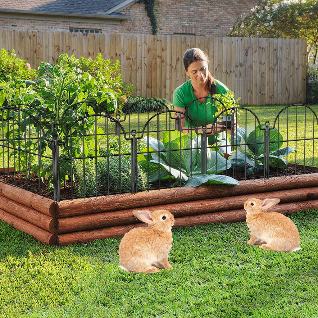Decorative Garden Fence, 17 In(H) X 10.83 Ft(L) Arched Rustproof Metal No Dig Fence Garden Fence Border, Ground Stake Animal Barrier Fence For Rabbit Dog, Outdoor Decor For Yard & Patio