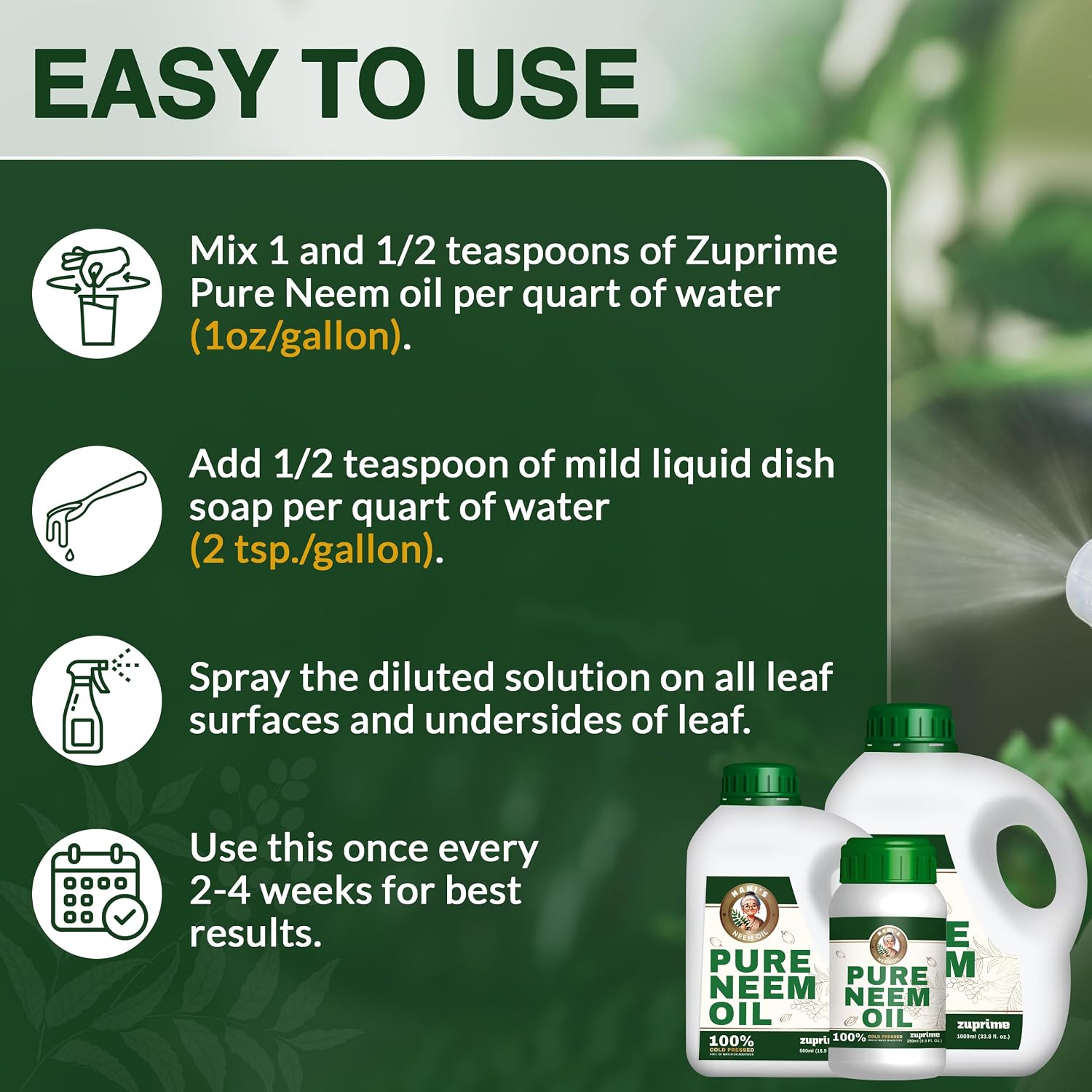 Nani'S Pure Neem Oil For Plants Concentrate - Dilute For Use As Organic Neem Oil Spray For Plants, Outdoor & Indoor Use - 100% Cold Pressed - Horticultural Enhanced Plant Health & Shine Need (8.5 Oz)