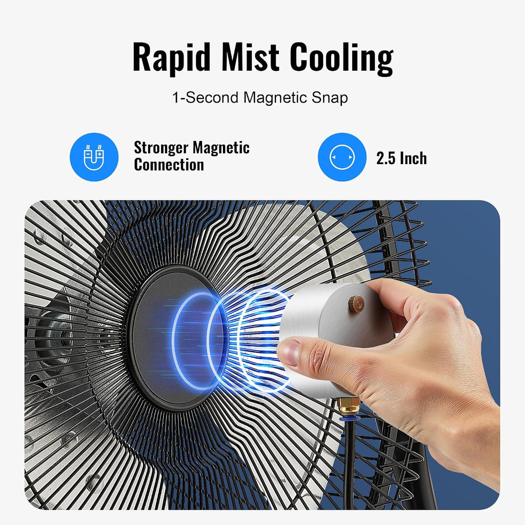 Fan Misters For Cooling Outdoor, Magnetic Misting Cooling System, Triple Nozzle Design, 16.4Ft Misting Line, Outside Fans Misting Kit For Cool Patio, Backyard, Pool (Fans Not Included)