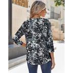 3/4 Sleeve Tops for Women Crew Neck Blouses Pleated Casual Shirts Fall Work Clothes 2026