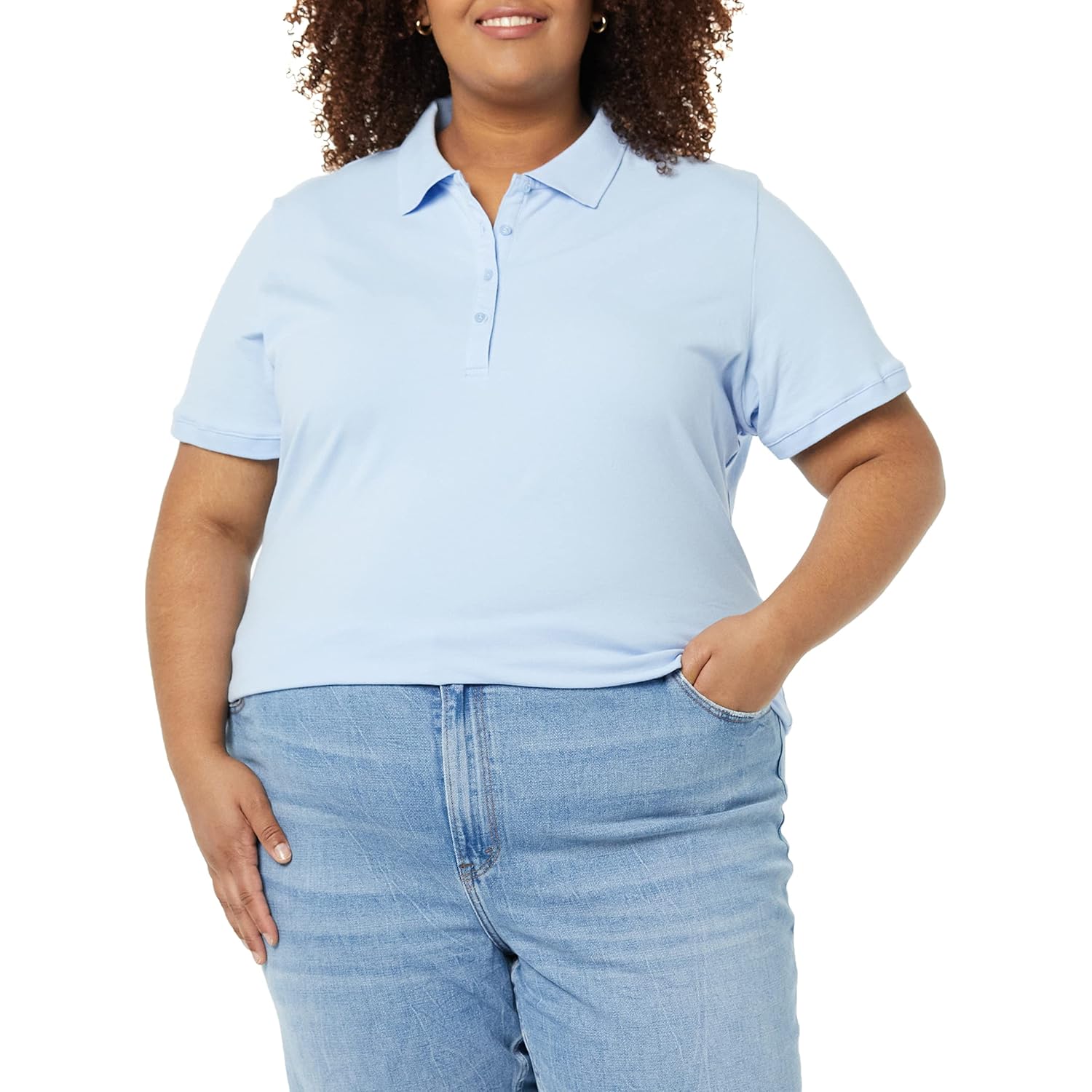 Women's Short-Sleeve Polo Shirt, Soft Stretch Cotton Jersey (Available in Plus Size)