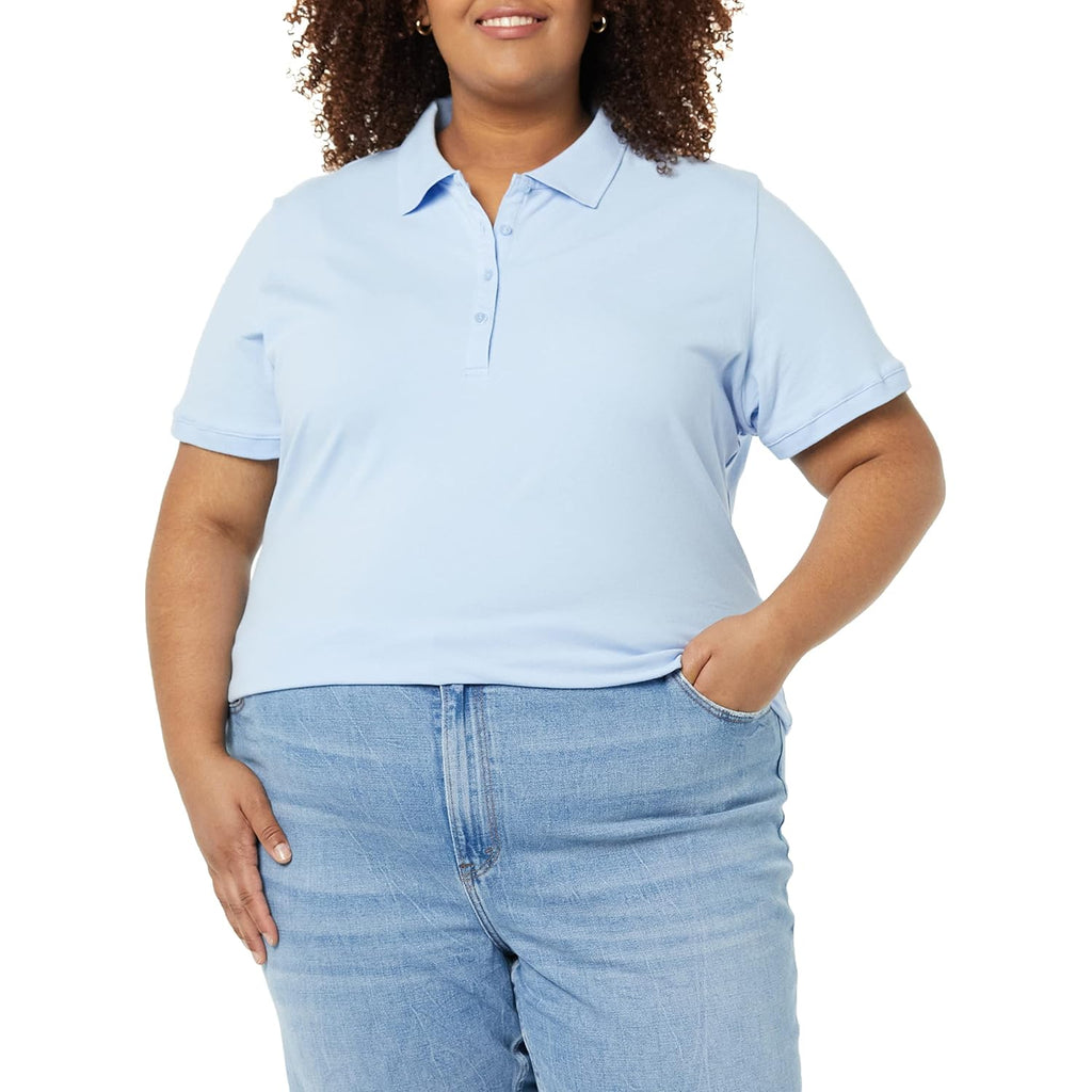 Women's Short-Sleeve Polo Shirt, Soft Stretch Cotton Jersey (Available in Plus Size)