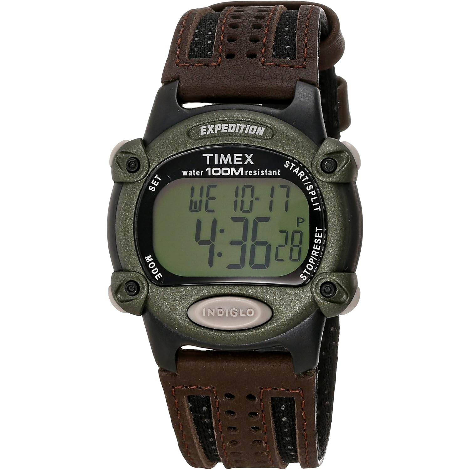 Timex Men'S T48042 Expedition Full-Size Digital Cat Brown Nylon/Leather Strap Watch