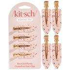 Kitsch Creaseless Hair Clips For Women - No Crease, No Bend Hair Clips For Styling, Bangs, Makeup Application, Face Wash - Recycled Acrylic - Cherry Print, 4Pcs
