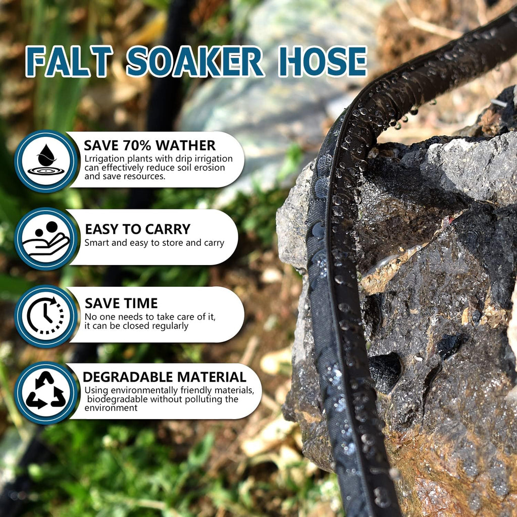 4 Pack Flat Soaker Hose 25Ft For Garden Beds, Lightweight Drip Soaker Hose 100 Ft For Foundation Watering Of Plants – Garden Sprinkler Soaker Hoses With Heavy Duty & Easy To Install (25Ftx4)
