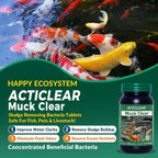 Muck Clear – Natural Pond Sludge Treatment, 500 Tablets For Ponds, Fountains & Bird Baths, Beneficial Bacteria & Enzymes, Chemical-Free & Safe For Fish, Pets & Wildlife