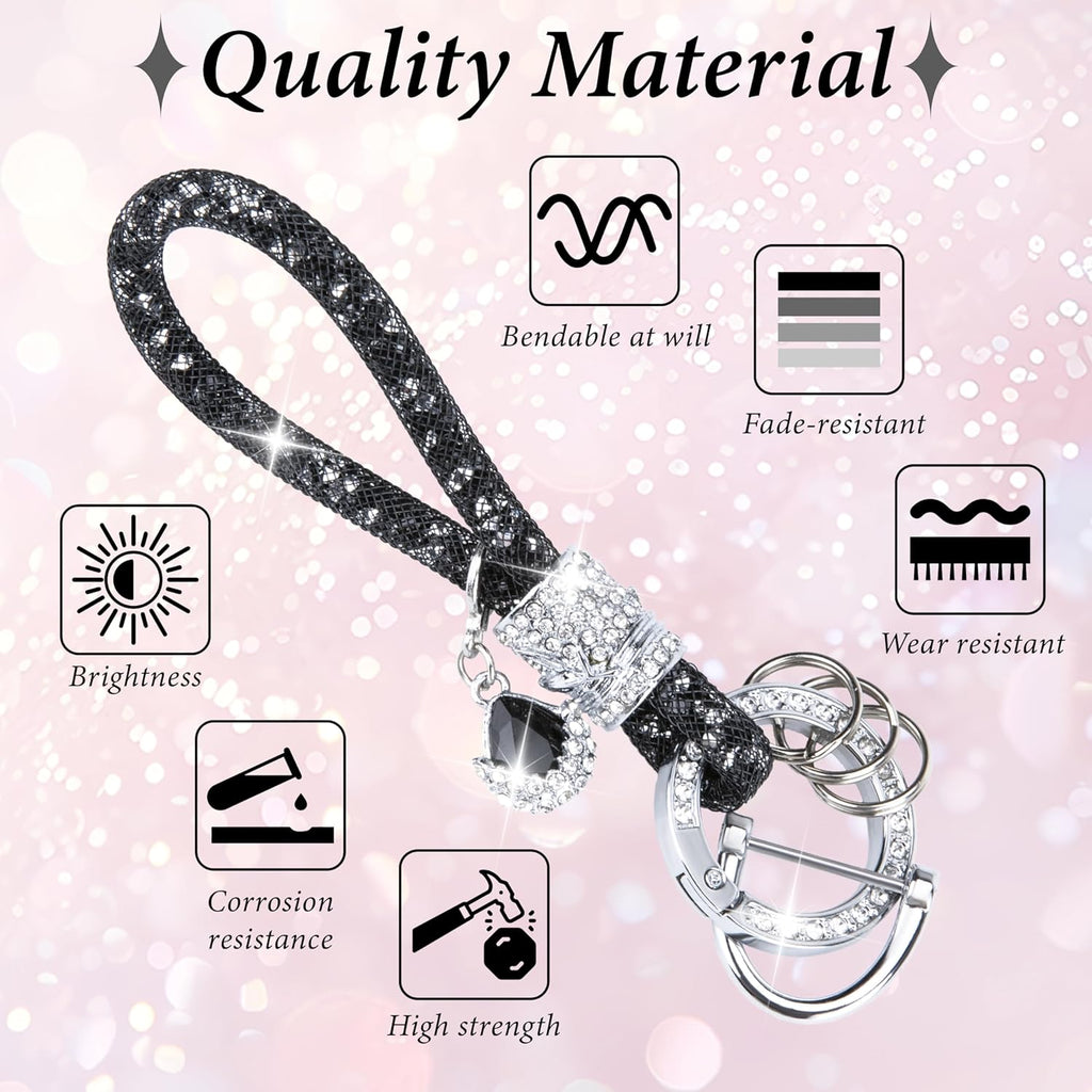 Crystal Bling Car Keychain, Car Key Chain Glitter Key Ring, Rhinestone Keychain Ring Strap