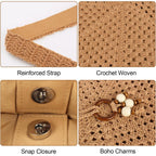 Peicees Crochet Summer Purse, Boho Woven Purse For Travel Beach Vacation Cruise Knit Shoulder Bag For For Women Ladies