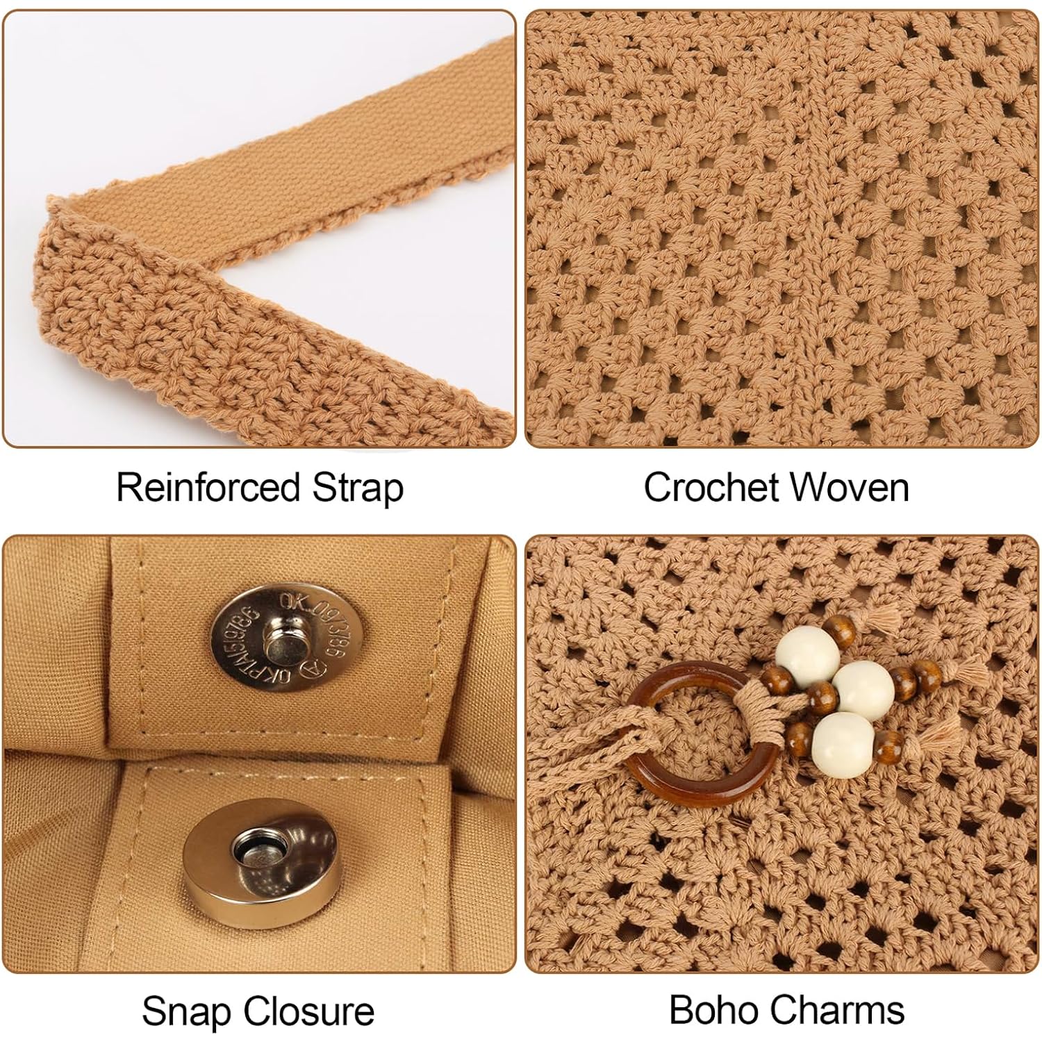 Peicees Crochet Summer Purse, Boho Woven Purse For Travel Beach Vacation Cruise Knit Shoulder Bag For For Women Ladies