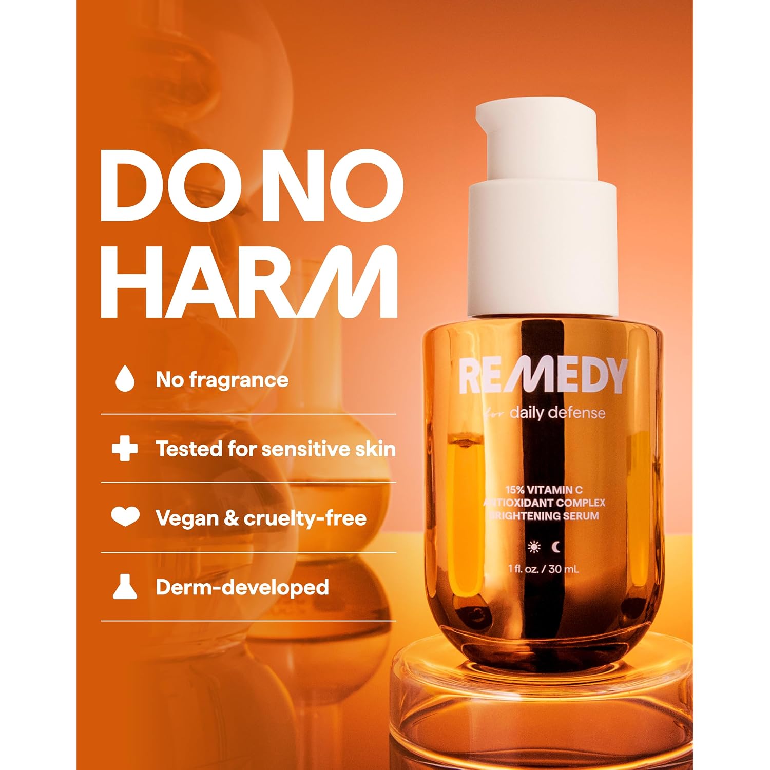 Remedy For Daily Defense | 15% Vitamin C Complex Brightening Serum | Stabilized Vitamin C With Next-Gen Antioxidants, Ferulic Acid, Ectoin | Fragrance Free | By Dermatologist Dr. Shah | 1 Fl Oz