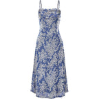Women's Summer Dress Sleeveless Spaghetti Strap Midi Dress Sexy Cowl Neck Floral Cocktail Dress Party Dresses